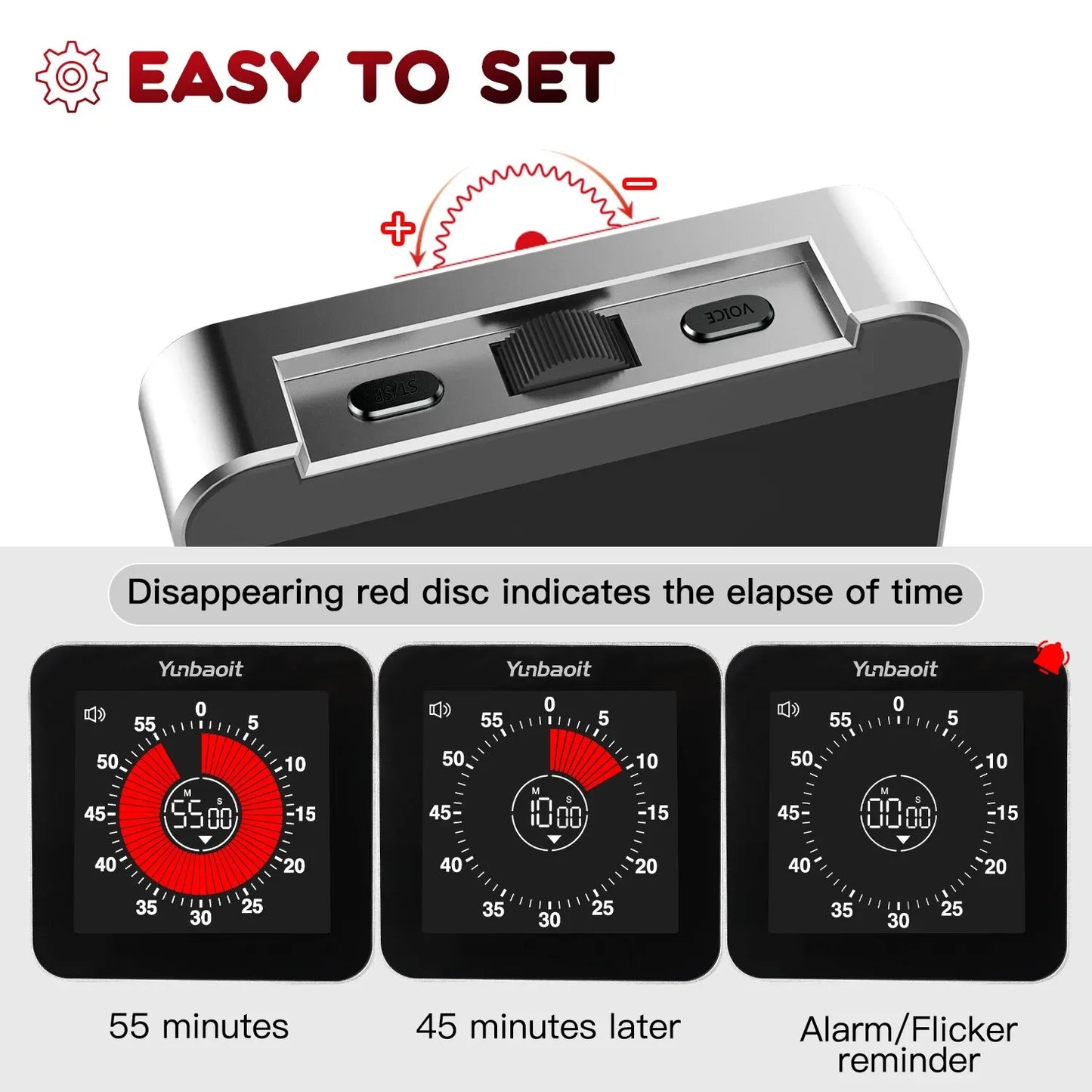 Digital Rechargeable 60 Minutes Silent Countdown/Up